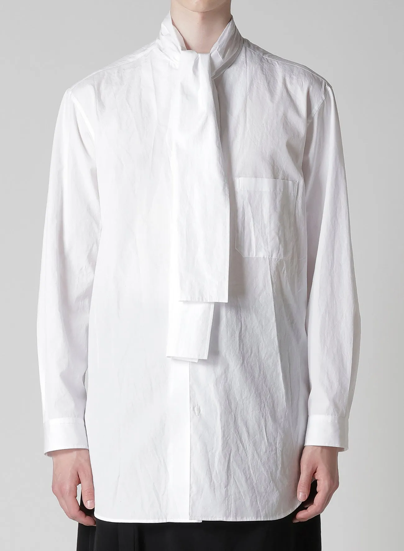 slim fit 100/2 BROAD SCARF COLLAR BLOUSE