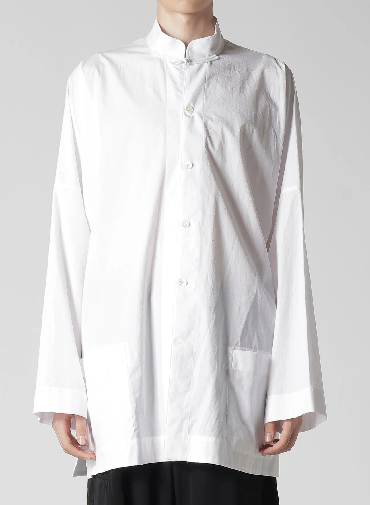 100/2 BROAD SHIRT WITH STAND COLLAR Fashion Forward Embroidered Detail