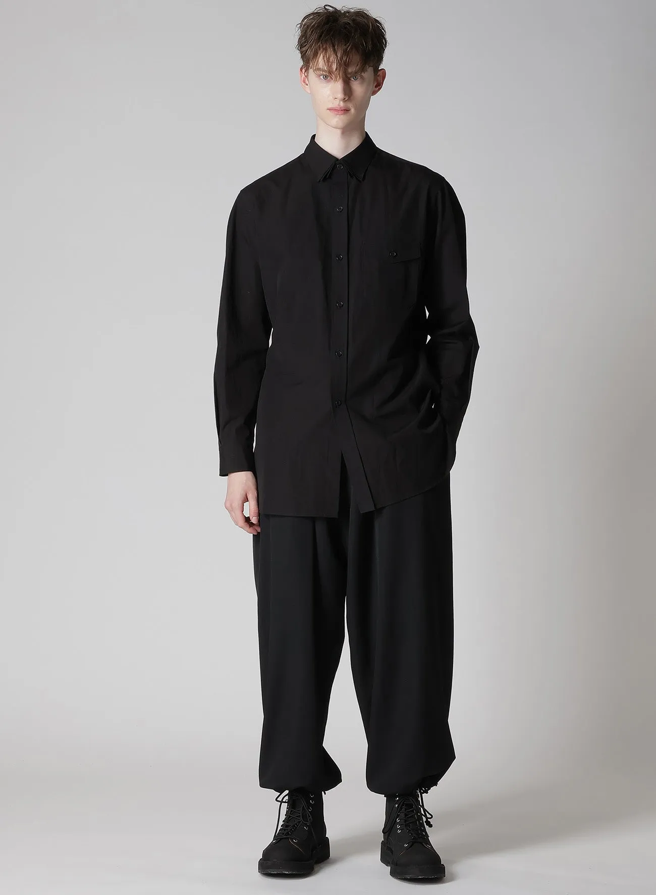 100/2 BROAD TRIPLE COLLAR BLOUSE Breathable Cotton V-Neck