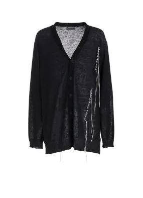 HighElasticity Fabric 10G PLATED CROSSED PATTERN EMBROIDERY CARDIGAN