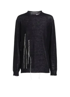 10G PLATED CROSSED PATTERN ROUND NECK EMBROIDERY KNIT Simple Comforted