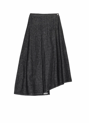 Waist Seam 10OZ UNEVEN YARN DENIM CURVED WAIST SKIRT