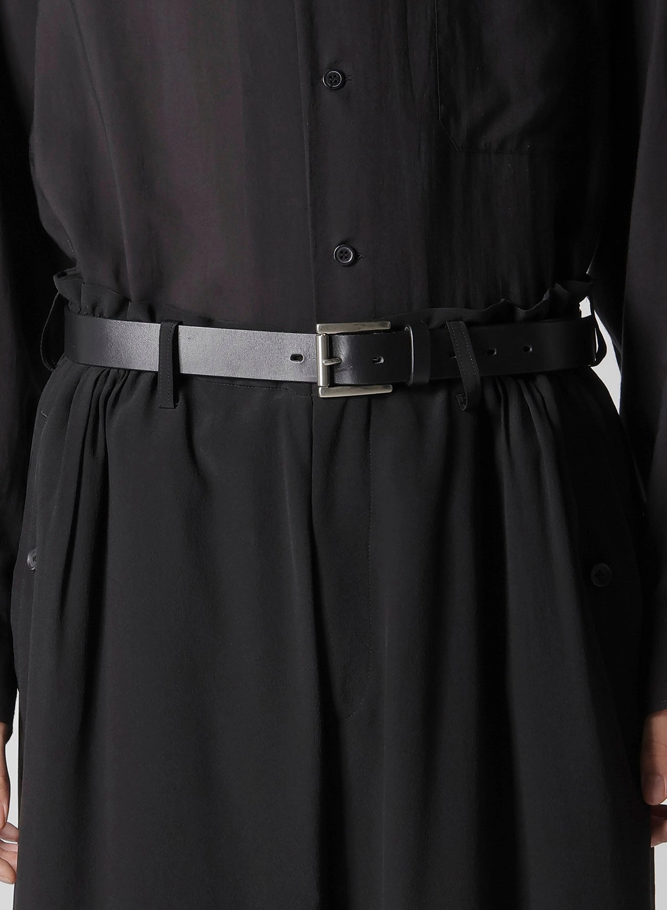 Detachable belt 12M SILK DECINE TUCKED SEAM WIDE PANTS