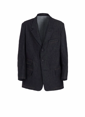 13oz UNEVEN YARN DENIM JACKET WITH 3-BUTTONS COLOR COMBI Equity