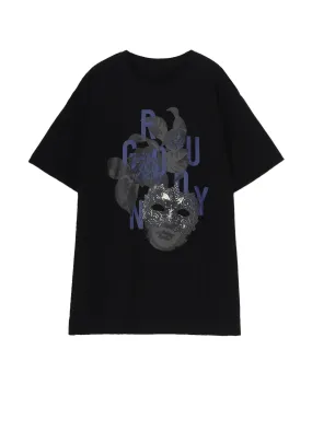 20/COTTON JERSEY MASK PURPLE T-SHIRT V-neck style