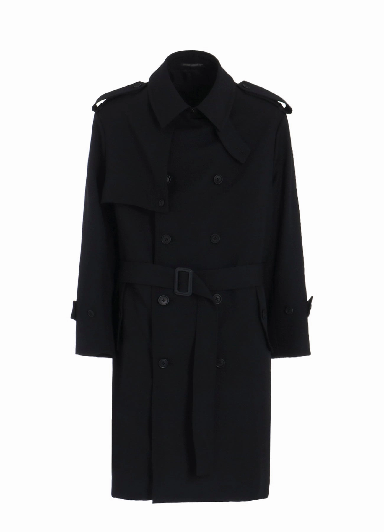 2/60 WOOL GABARDINE SHORT TRENCH COAT Detachable Lining Tear Resistant Material