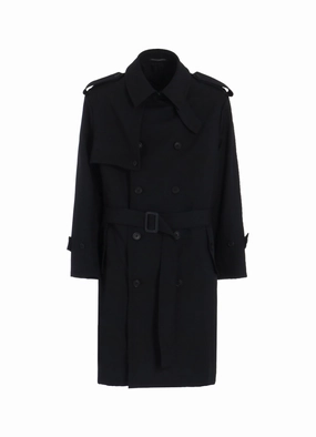 2/60 WOOL GABARDINE SHORT TRENCH COAT Travel Fit Articulated Sleeves