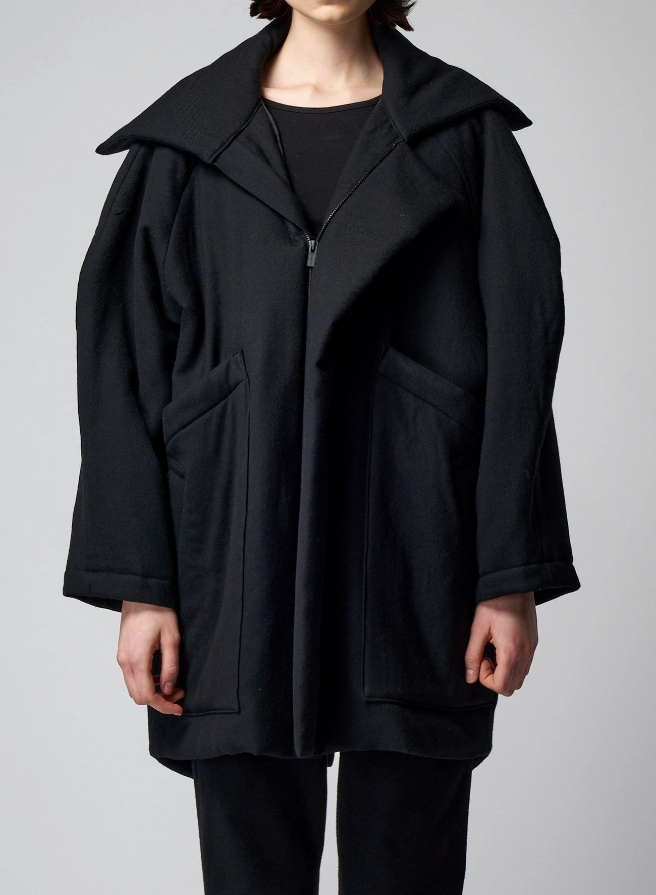 Minimalist Style Light Day Jacket 2/72 WOOLVIYELLA BIG BLOUSON COLLAR