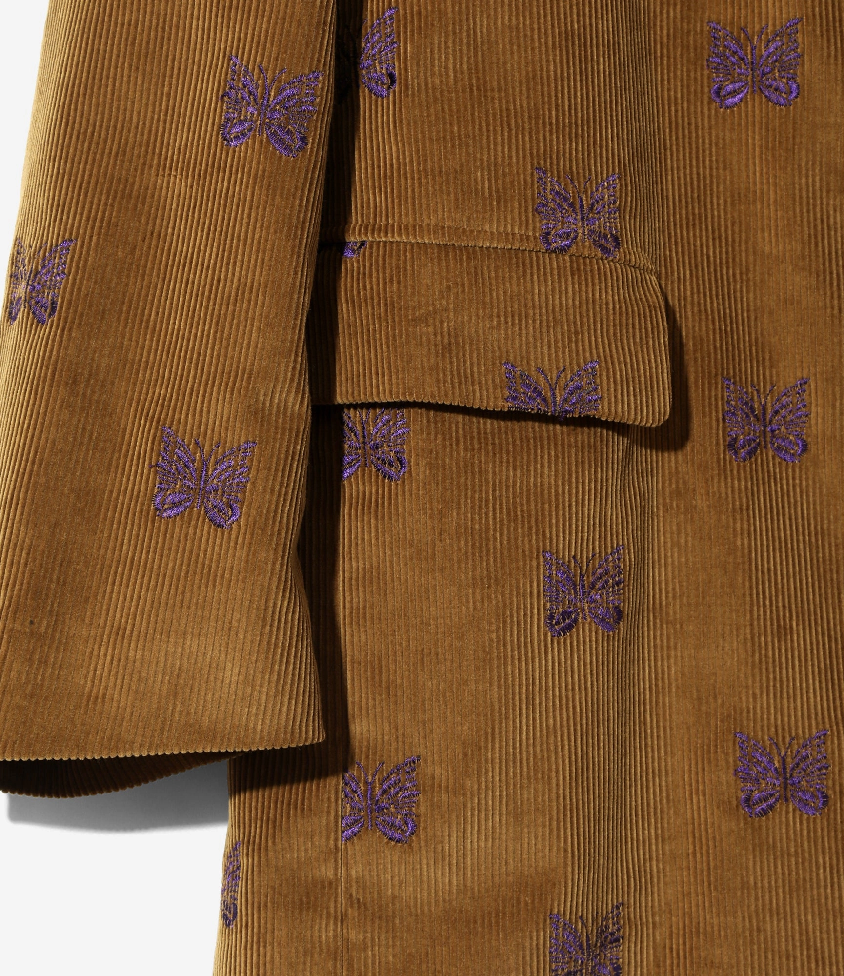 3B Jacket ?C Tan Papillon Embroidered Corduroy fishermen Softshell Fabric