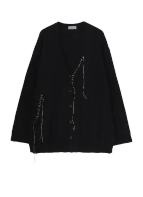 5G1P EMBROIDERY PLAIN STITCH EMBROIDERY V NECK CARDIGAN AntiSnag Surface