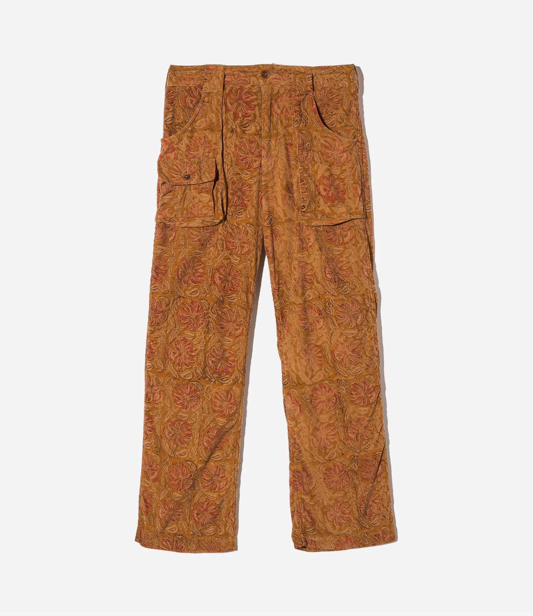 Comfort waistband Neutral Shade 5P Pant ?C?Khaki Floral Printed Corduroy