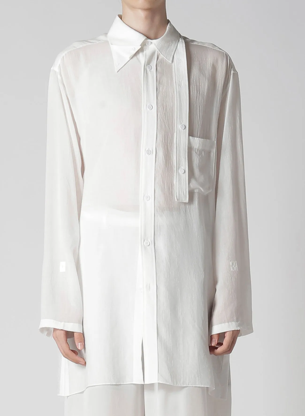 Artistic Design Fast Drying 60 CELLULOSE LOAN DOUBLE LAYER TAB COLLAR BLOUSE