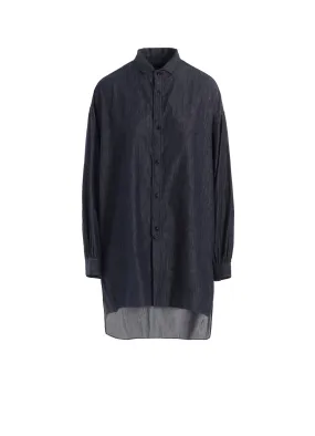 6OZ DENIM GARMENTFINISH DESIGN COLLAR BIG BLOUSE Subtle patterns Bold Pattern