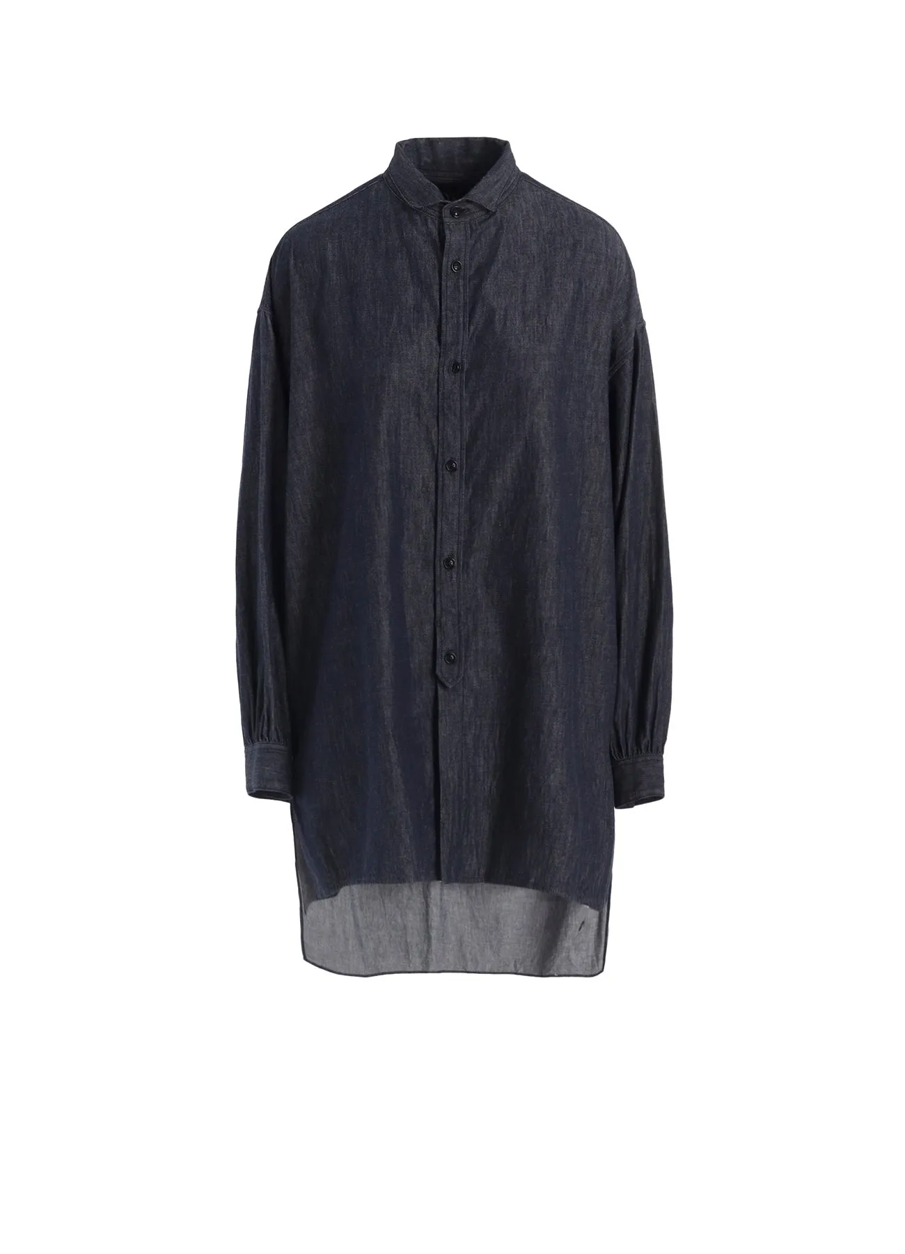 6OZ DENIM GARMENTFINISH DESIGN COLLAR BIG BLOUSE Subtle patterns Bold Pattern