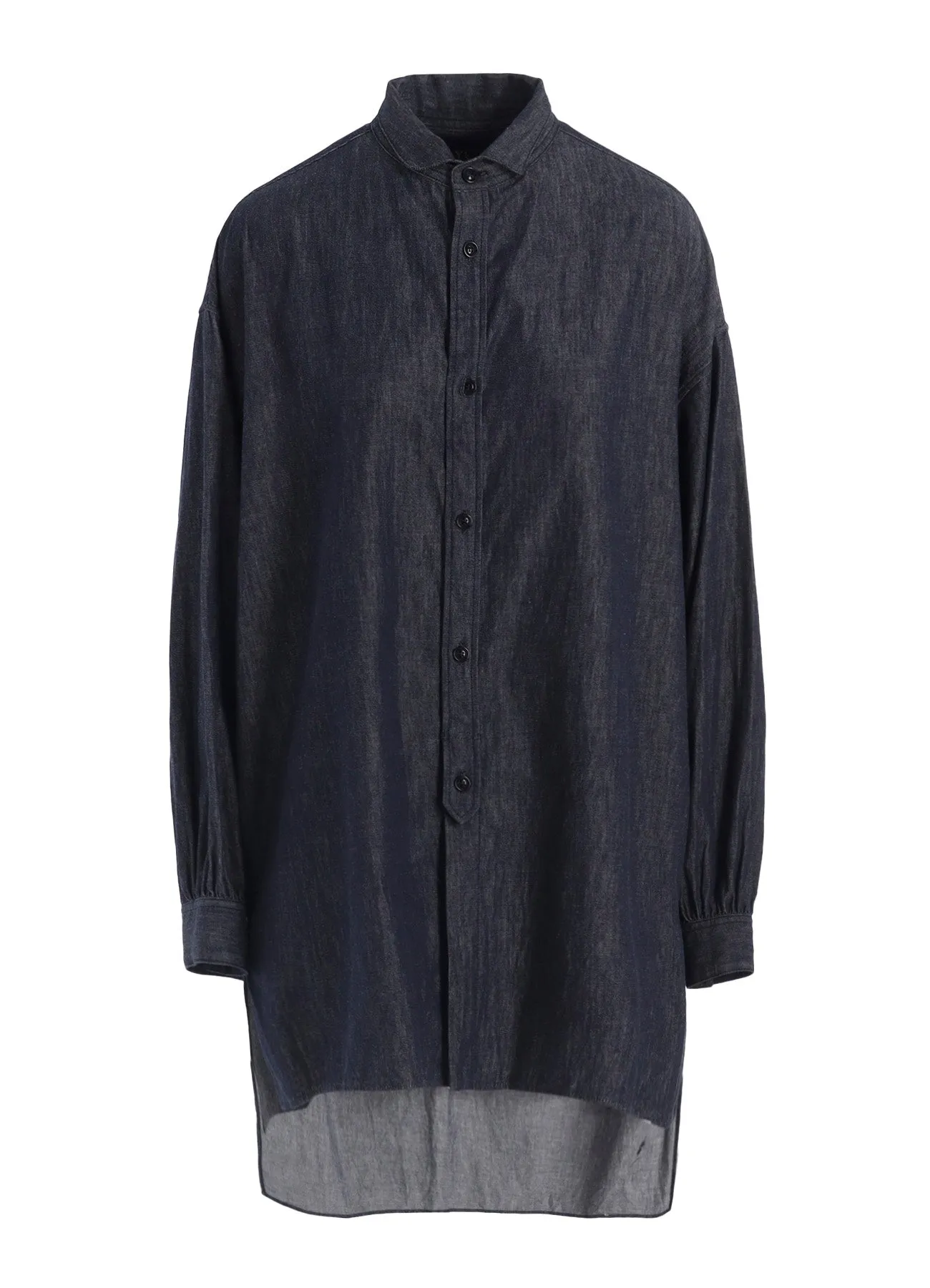 Street Style Festival Fashion 6OZ DENIM GARMENTFINISH DESIGN COLLAR BIG BLOUSE