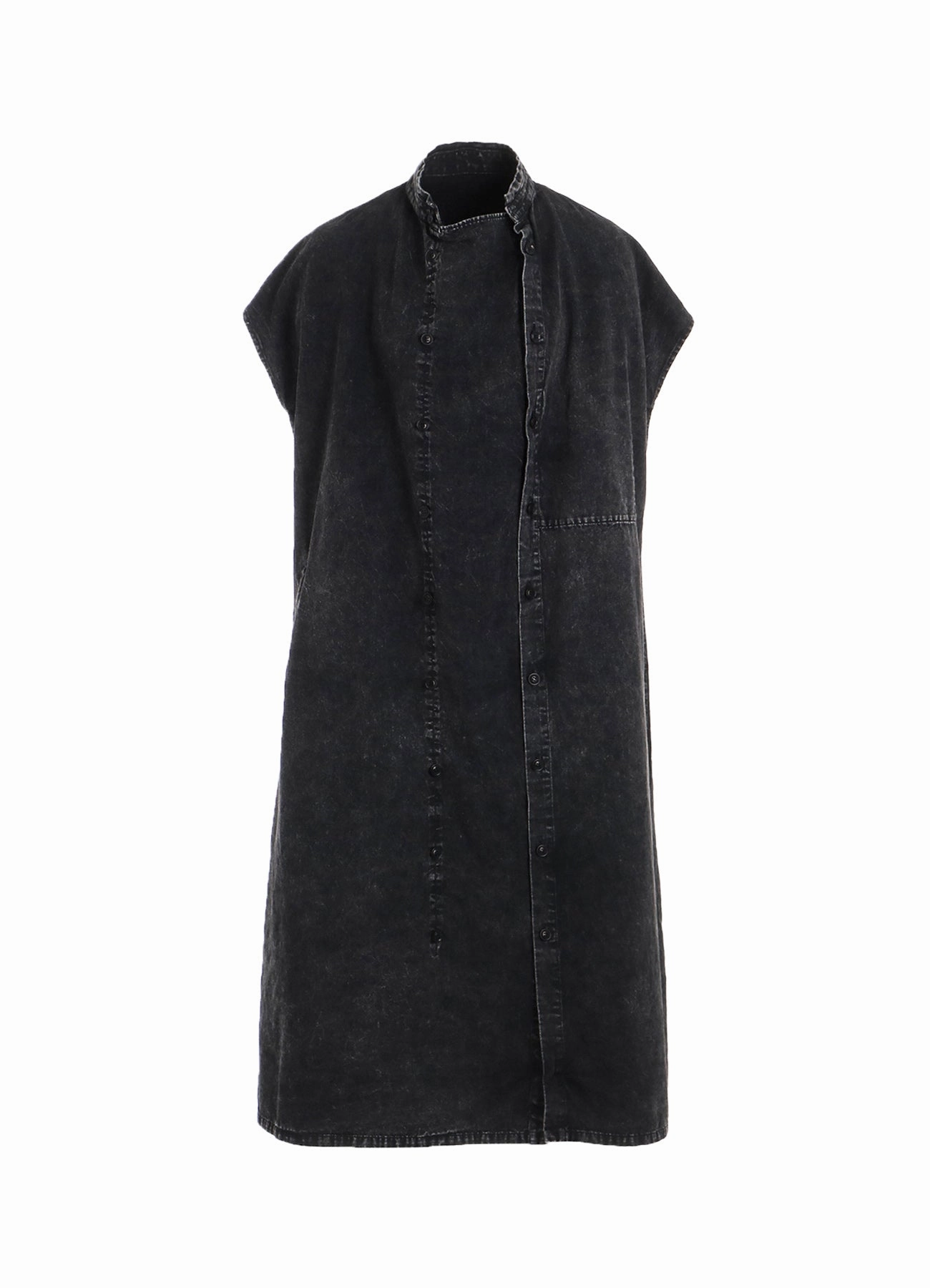 6OZ BLEACHED DENIM FRENCH SLEEVE SHIRT DRESS Comfy Detail Soft Shape