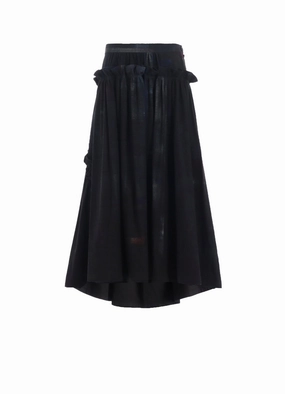 6OZ DENIM FRILL GATHERED SKIRT Lunch Date Classic Comfort