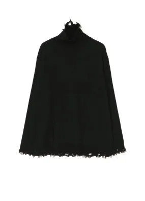 Four Way Stretch Comfortable Drape 7G BULKY WOOL DAMAGE TURTLE PULLOVER