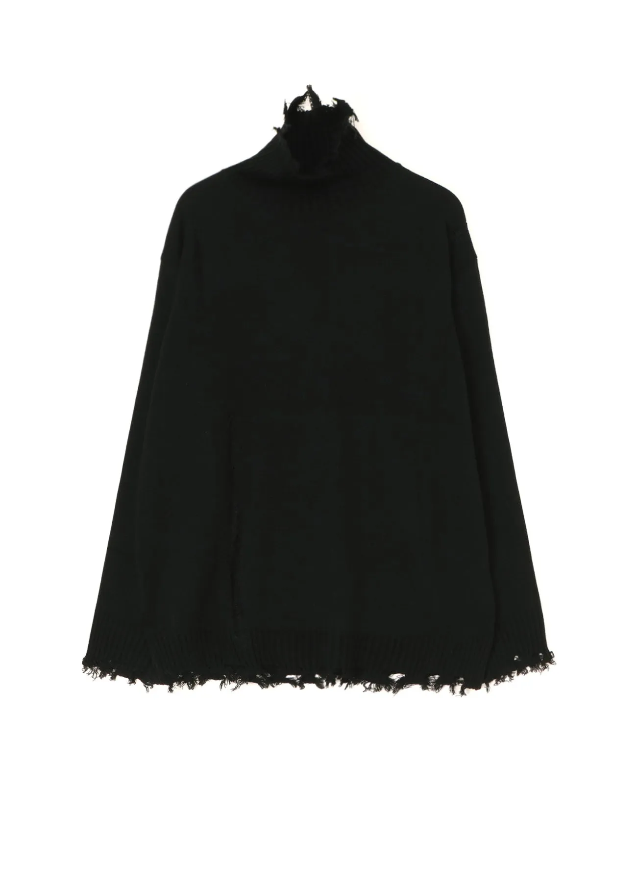 Four Way Stretch Comfortable Drape 7G BULKY WOOL DAMAGE TURTLE PULLOVER