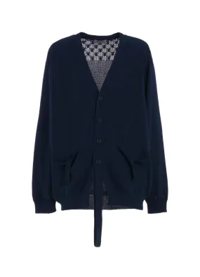 7G OPENWORK JERSEY PLAIN FRONT V CD Double Layered Collar Relaxed casual fit