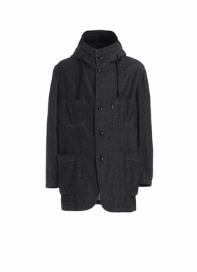 hiker 7oz TWO-TONE DENIM HOODED JACKET