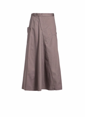 [Y's BORN PRODUCT] COTTON TWILL FLARE SKIRT WITH GUSSET Calm Lines