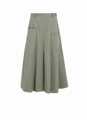 Elegant Mature Timeless Look Wear [Y's BORN PRODUCT] COTTON TWILL FRONT PANEL POCKET SKIRT