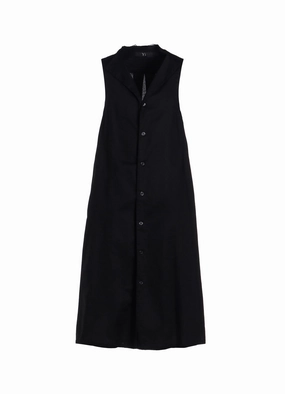 [Y's BORN PRODUCT] THIN COTTON TWILL COLLAR CUT OFF SLEEVELESS DRESS breathable fabric dress Trendy pick