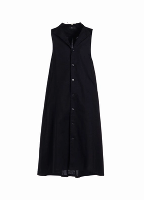 Empire-Waist Photo Glow [Y's BORN PRODUCT] THIN COTTON TWILL COLLAR CUT OFF SLEEVELESS DRESS