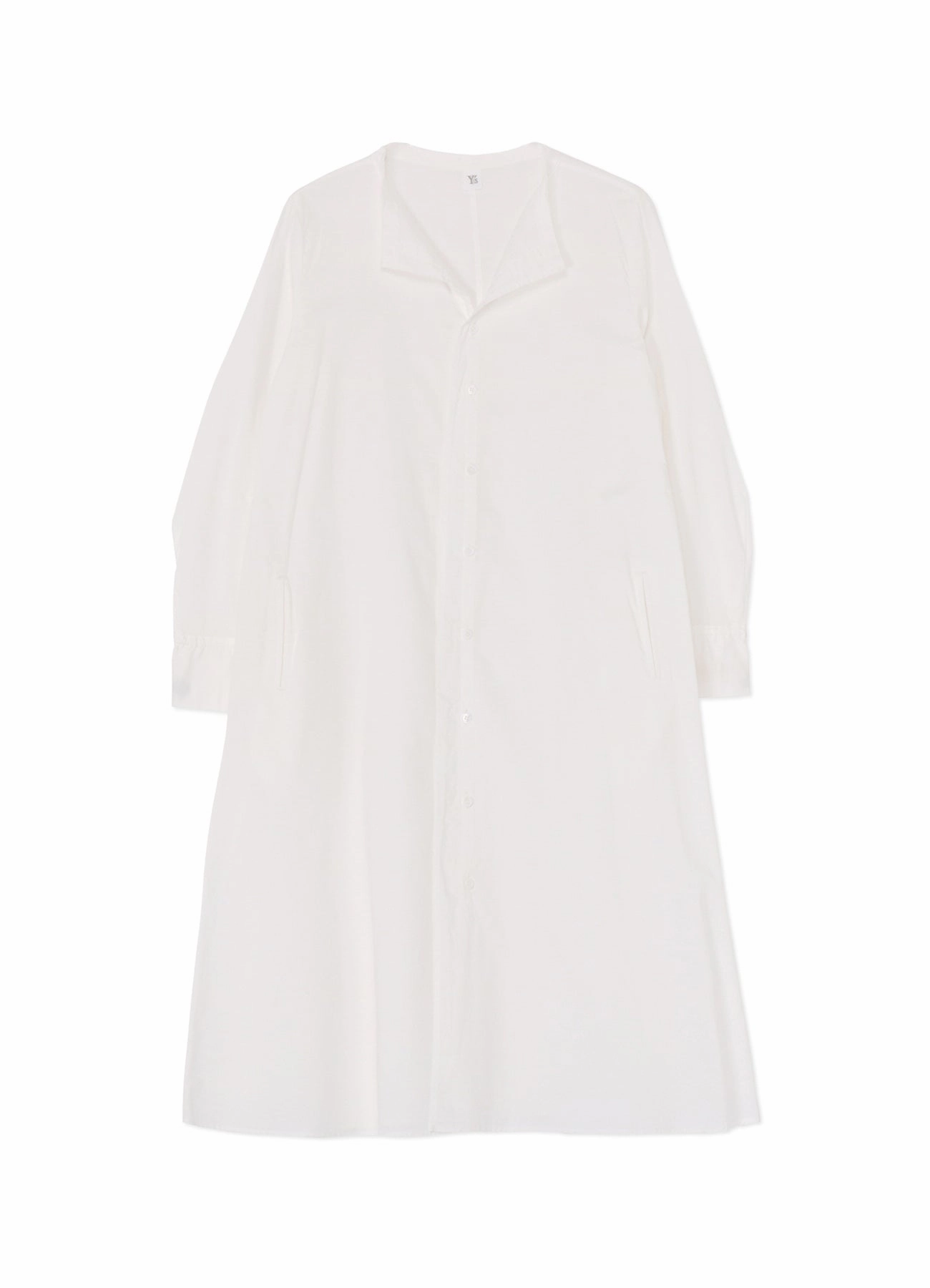 Layered Volume [Y's BORN PRODUCT] THIN COTTON TWILL COLLARLESS A-LINE DRESS