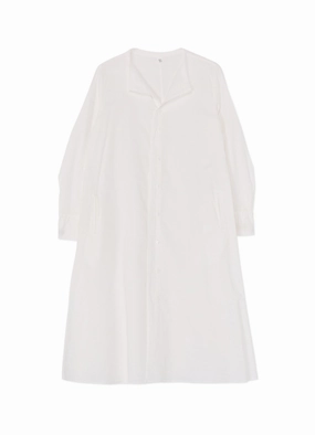 Layered Volume [Y's BORN PRODUCT] THIN COTTON TWILL COLLARLESS A-LINE DRESS