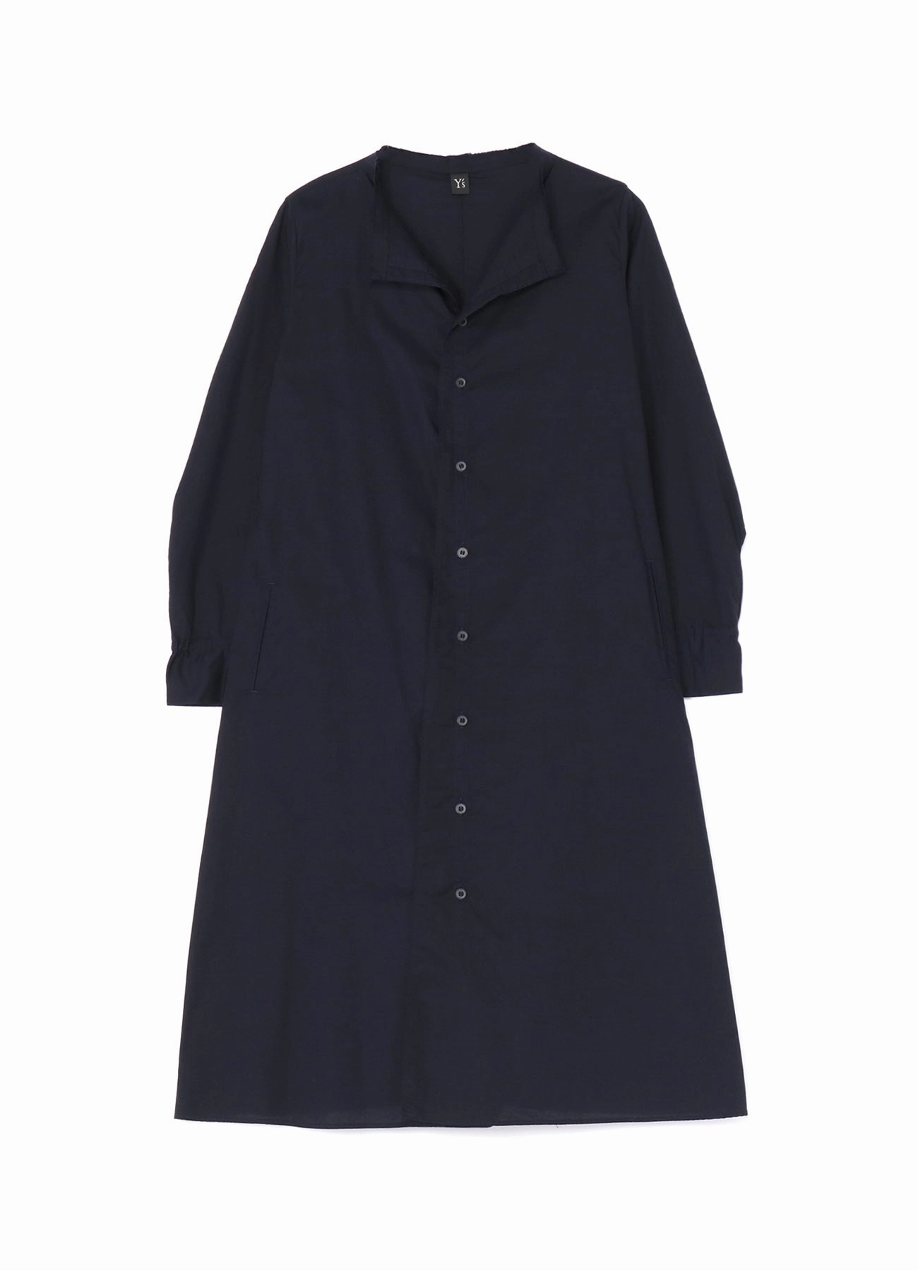 Silky texture [Y's BORN PRODUCT] THIN COTTON TWILL COLLARLESS A-LINE DRESS