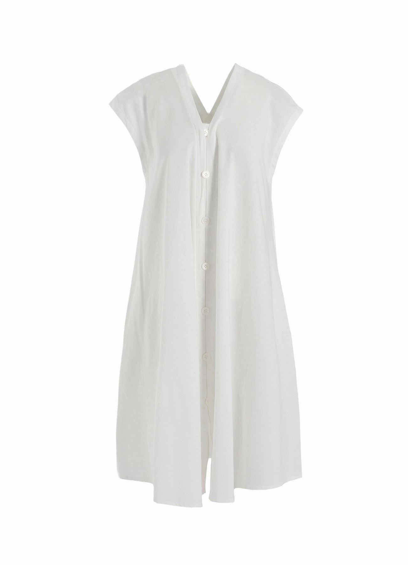 Crisp Silhouette Light Movement [Y's BORN PRODUCT] THIN COTTON TWILL FRENCH SLEEVE DRESS