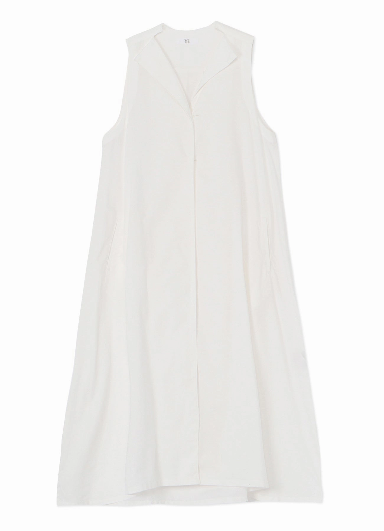 Pearl-Detail Skin Tone [Y's BORN PRODUCT] THIN COTTON TWILL SLEEVELESS DRESS