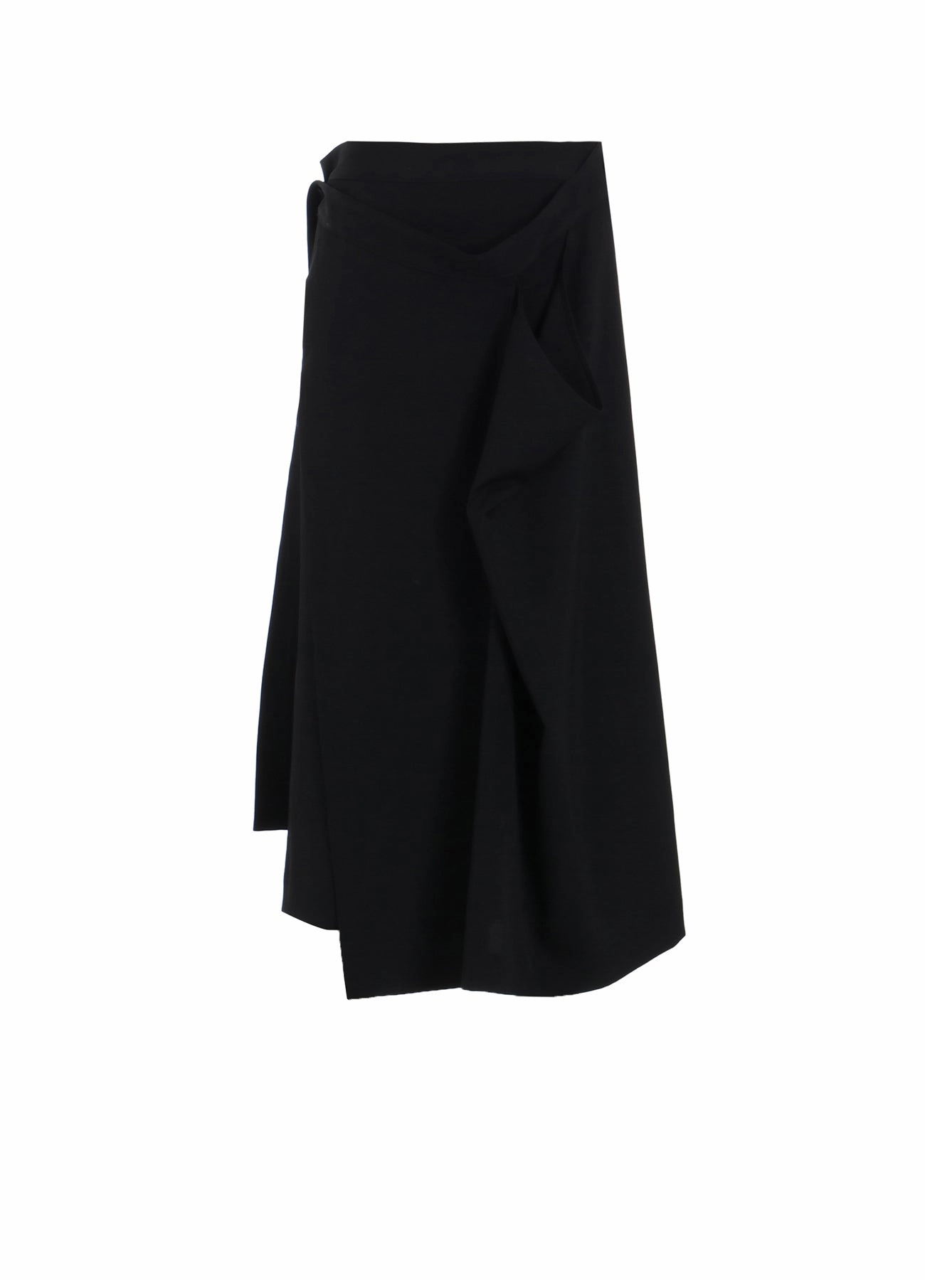 Style focused WOOL GABARDINE DRAPE WRAP SKIRT