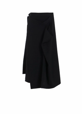 Style focused WOOL GABARDINE DRAPE WRAP SKIRT