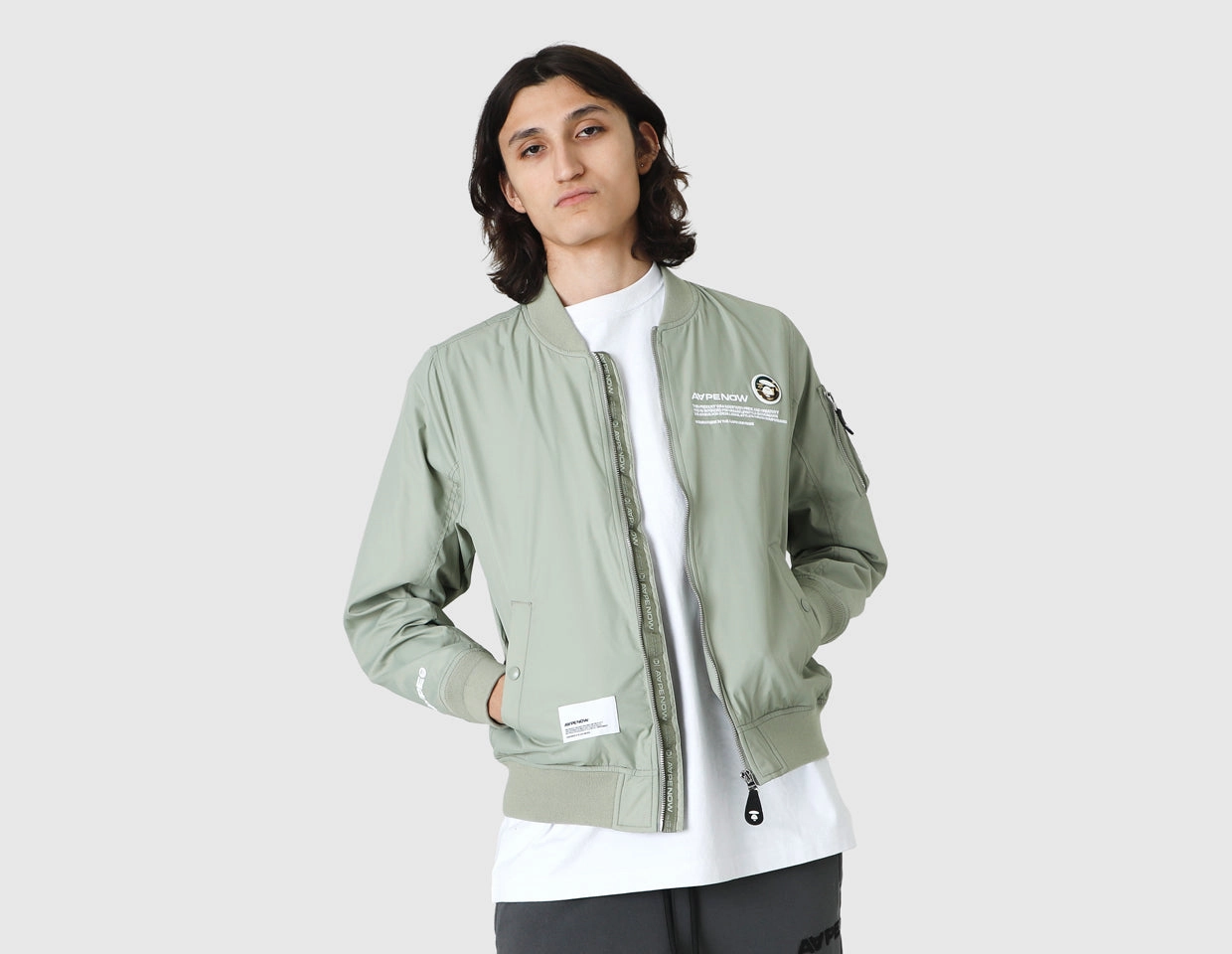 Aape Now Light Weight Jacket / Light Khaki Reinforced Elbow Padding Compression Layer