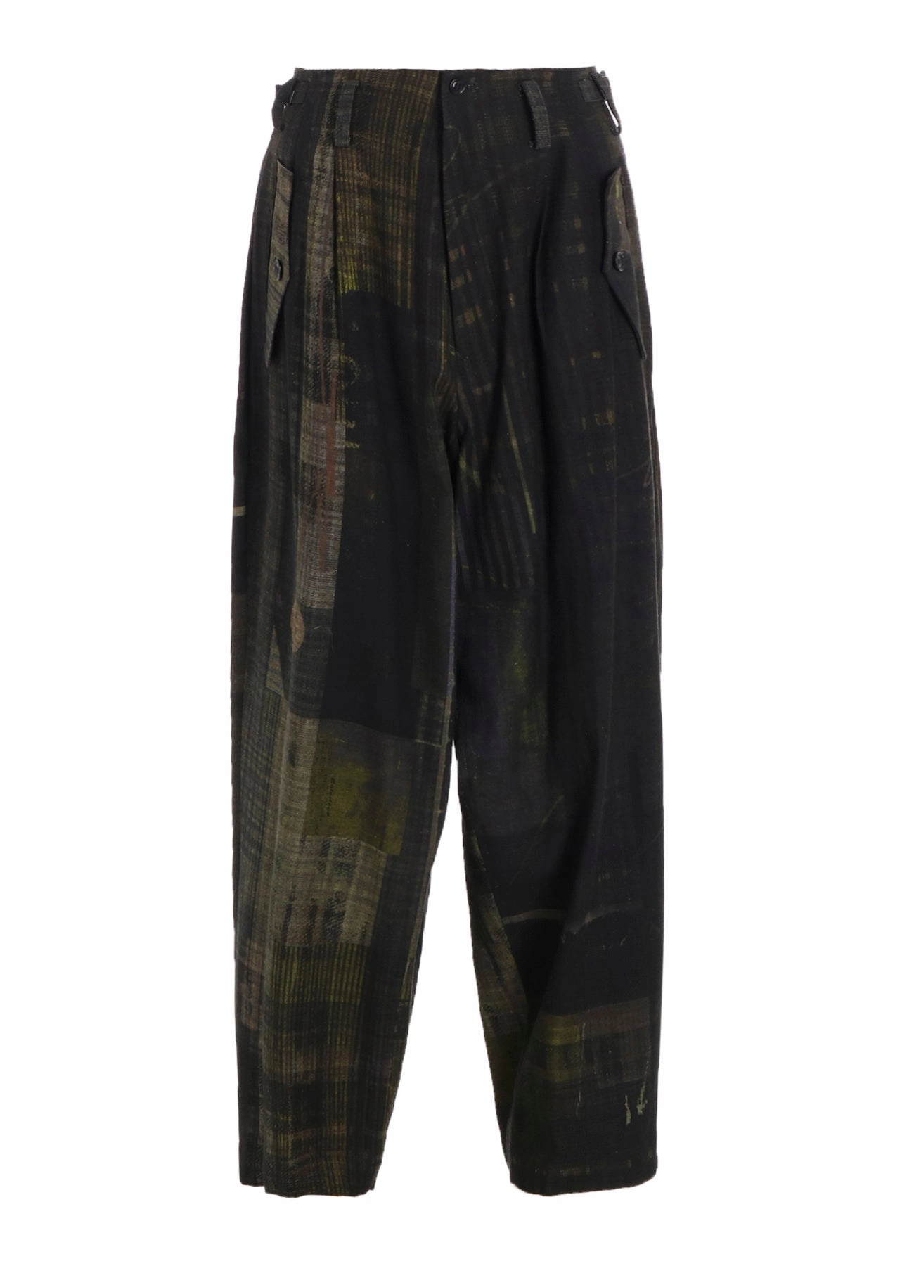 FADED PLAID 6OZ DENIM DOUBLE TUCK WIDE PANTS Quick-Dry Material Breathable Fit