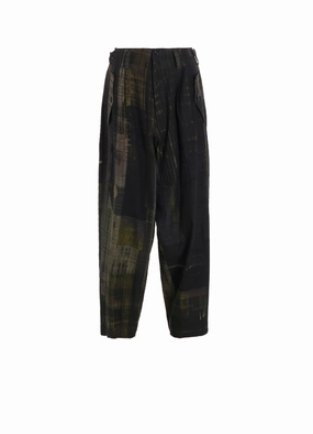 FADED PLAID 6OZ DENIM DOUBLE TUCK WIDE PANTS Fit Flex Street Comfort