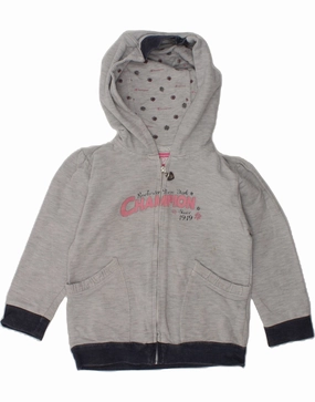 Soft Layer Airflow Channel Weave CHAMPION Baby Girls Graphic Zip Hoodie Sweater 18-24 Months Large Grey