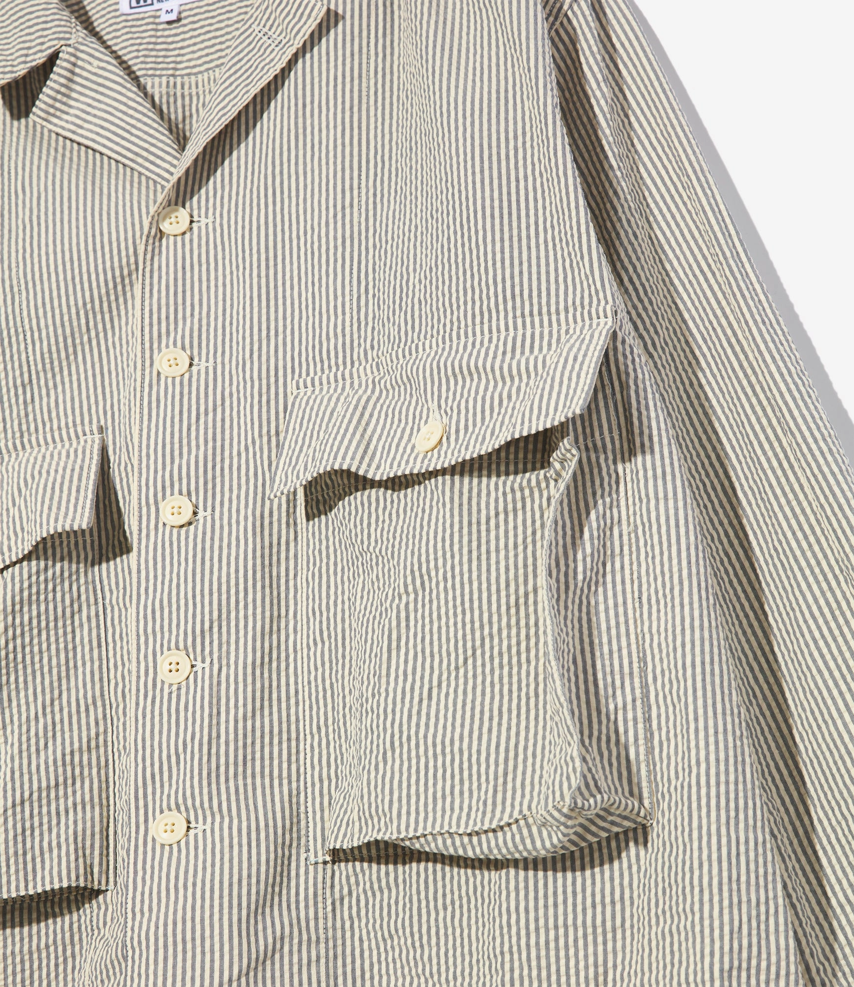 upcycled design Sea Bees Jacket ?C?Navy/Natural Cotton Seersucker