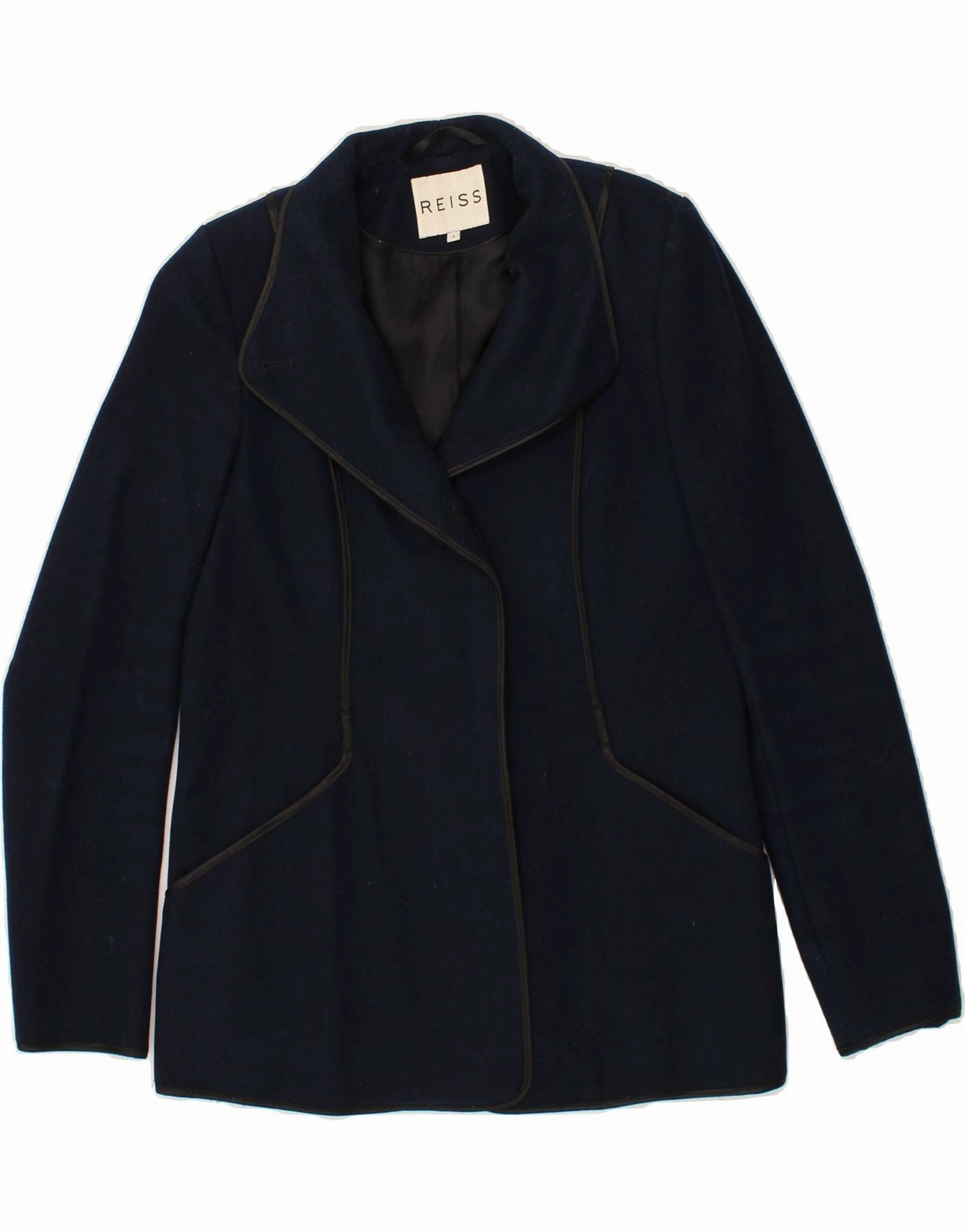 REISS Womens Blazer Jacket UK 10 Small Navy Blue New Wool Professional Layers