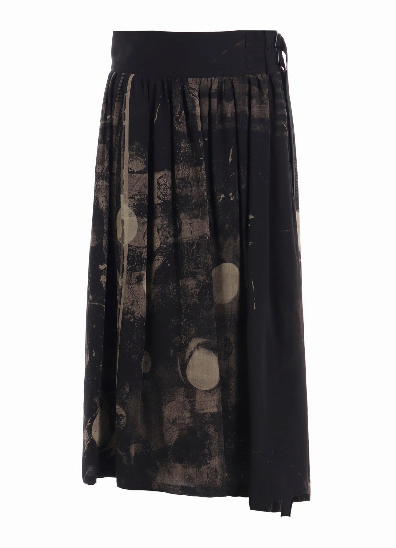 DUNGEREE TWILL ASYMMETRIC GATHER SKIRT Sleek Touch Soft-Lining