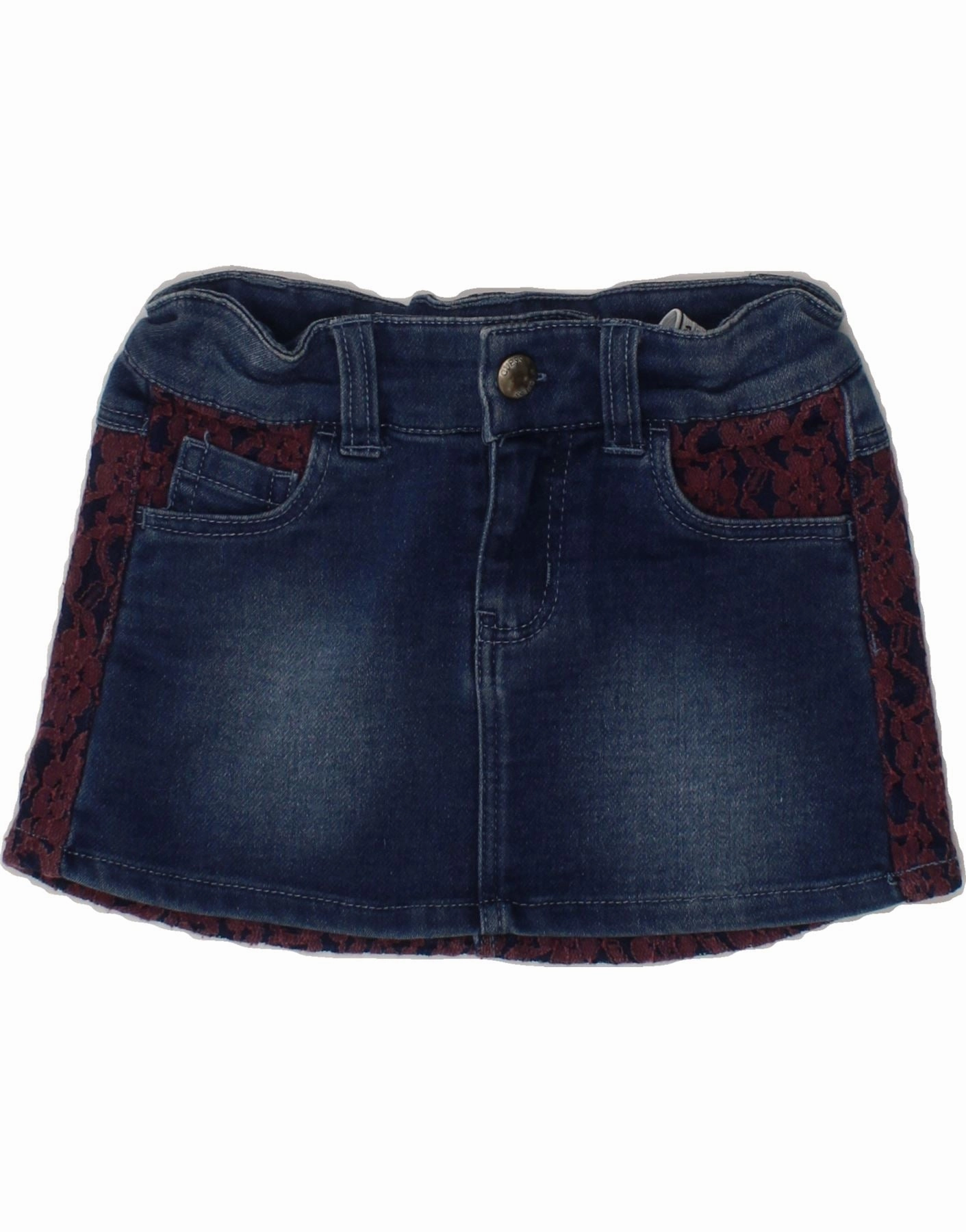 GUESS Baby Girls Denim Skirt 18-24 Months W18  Blue Floral Cotton breathable fabric dress