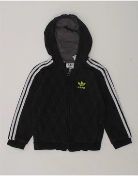 ADIDAS Baby Boys Zip Hoodie Sweater 18-24 Months Black Geometric Cotton Relax Fit Cozy Interior Fleece