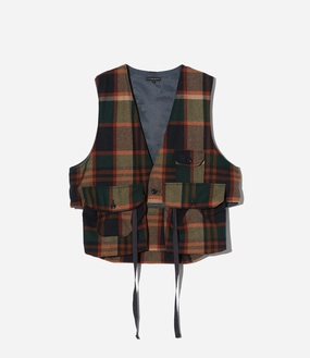 Weather resistant Fowl Vest ?C Navy/Brown Plaid Wool