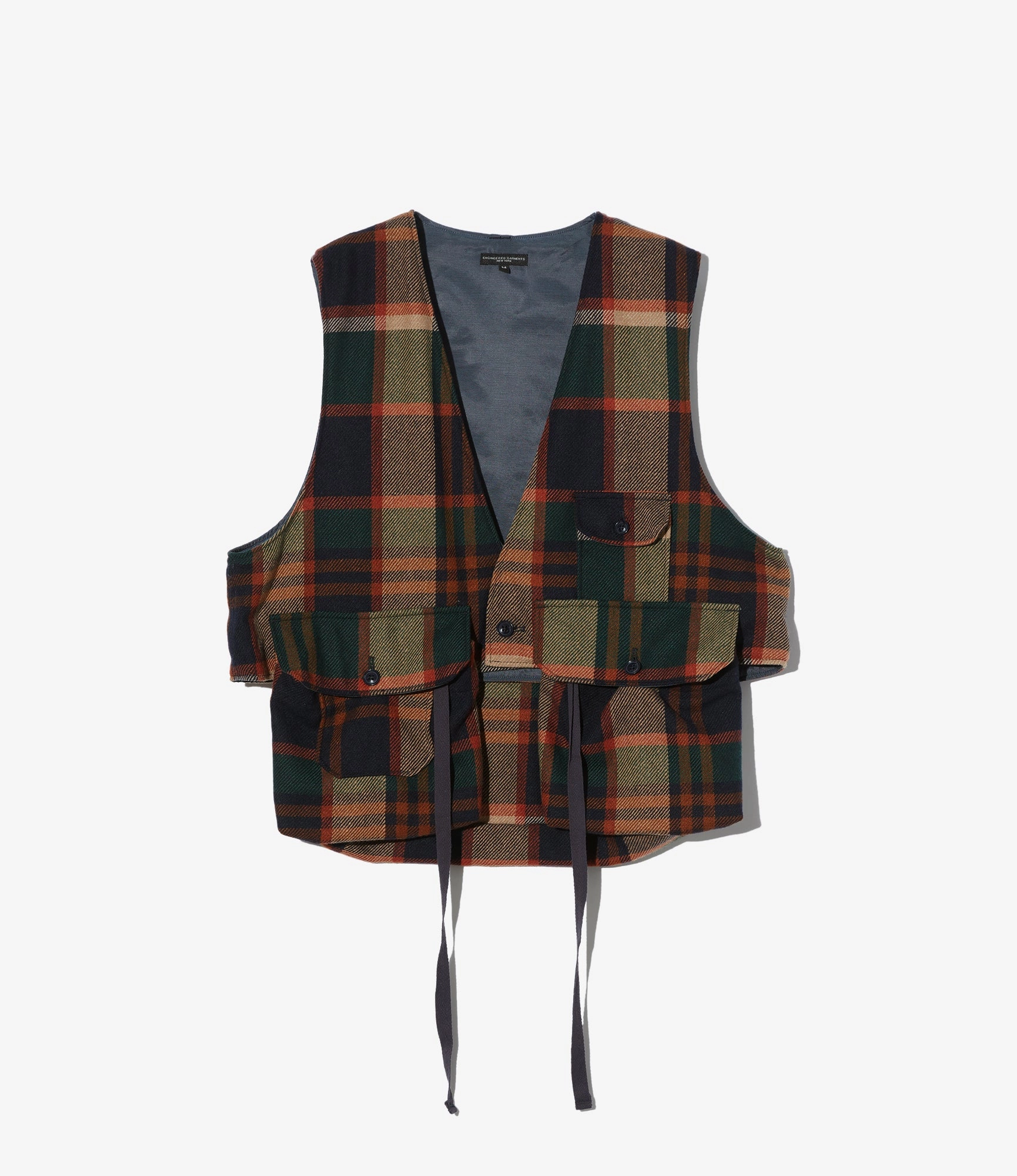 Weather resistant Fowl Vest ?C Navy/Brown Plaid Wool