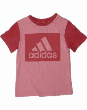 ADIDAS Baby Girls Graphic T-Shirt Top 18-24 Months Pink Colourblock Winter Collection