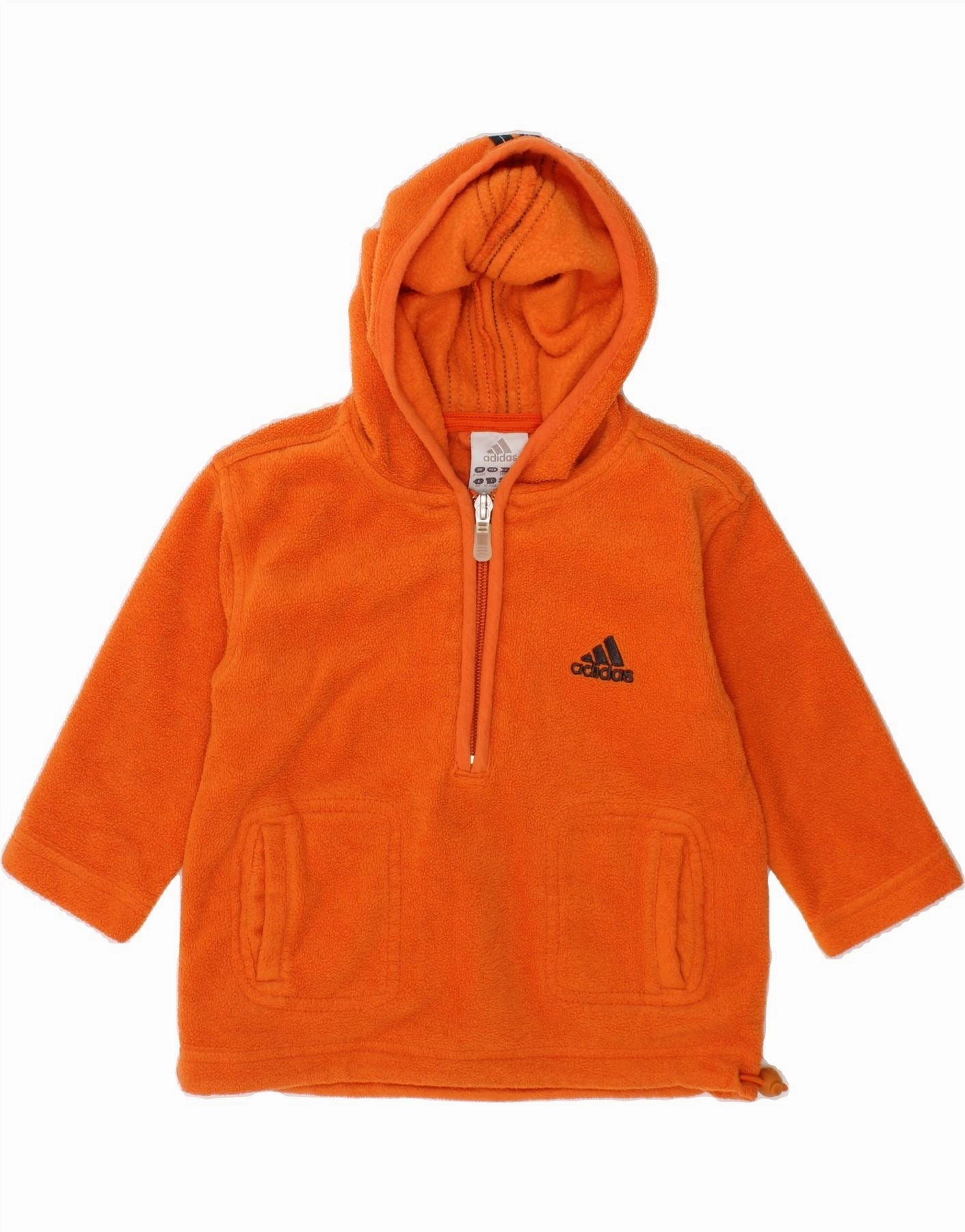 ADIDAS Baby Boys Graphic Fleece Hoodie Jumper 9-12 Months Orange Polyester Simple Look