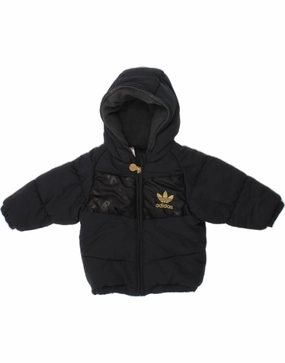 ADIDAS Baby Boys Graphic Hooded Padded Jacket 12-18 Months Grey Polyester Assist gear up